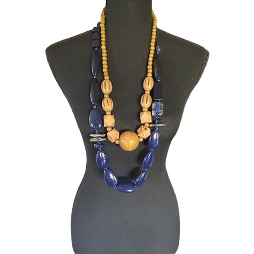 Boho Chunky Beaded Statement Necklace Bundle – Set of 2